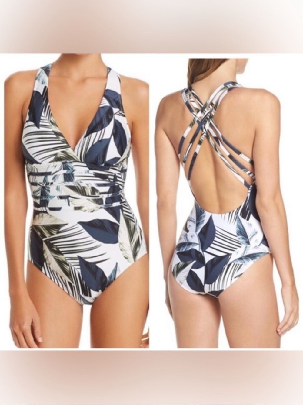 LA BLANCA Moonlit Silhouette Multi-Strap Cross-Back One Piece $130
